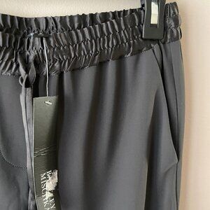 nwt Badgley Mischka Gray Wide Leg Pants Athleisure Elastic Waist Trousers Size 2